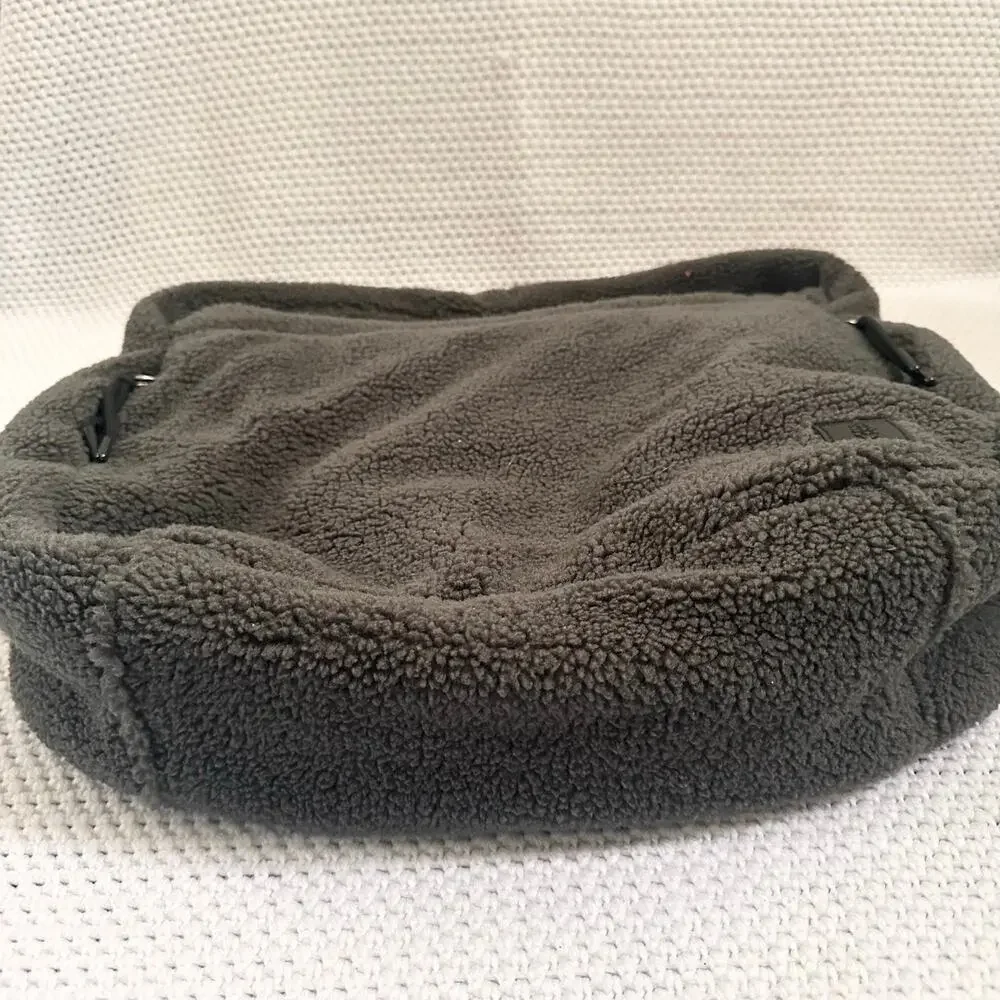 Free People FP Movement Charcoal Grey Cozy Carryall Sherpa Shoulder Hobo Bag